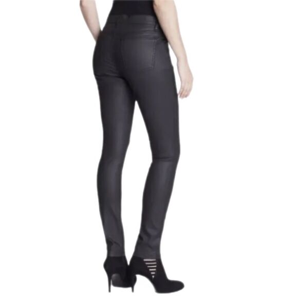 Eileen Fisher Black Skinny Pants Leather-Look – Size 6P - Picture 3 of 9